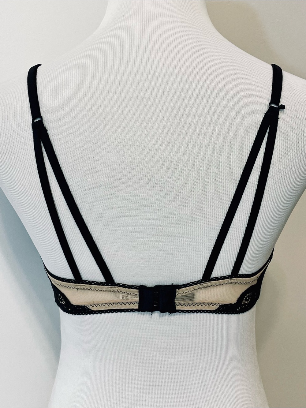 Aerie Real Happy Wireless Lightly Lined Bra Black & Tan Queens’s Lace Size 32D - Picture 10 of 11